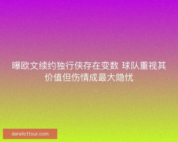 曝欧文续约独行侠存在变数 球队重视其价值但伤情成最大隐忧