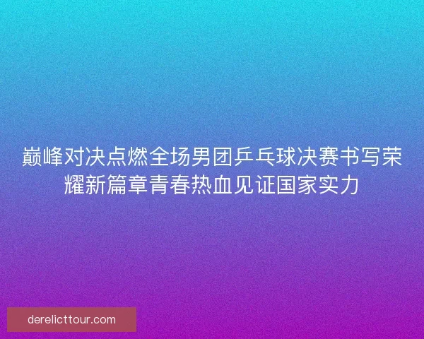 巅峰对决点燃全场男团乒乓球决赛书写荣耀新篇章青春热血见证国家实力